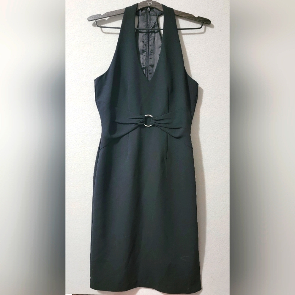 Sheri Martin New York Black‎ Evening Dress Razorback with rhinestone size 6